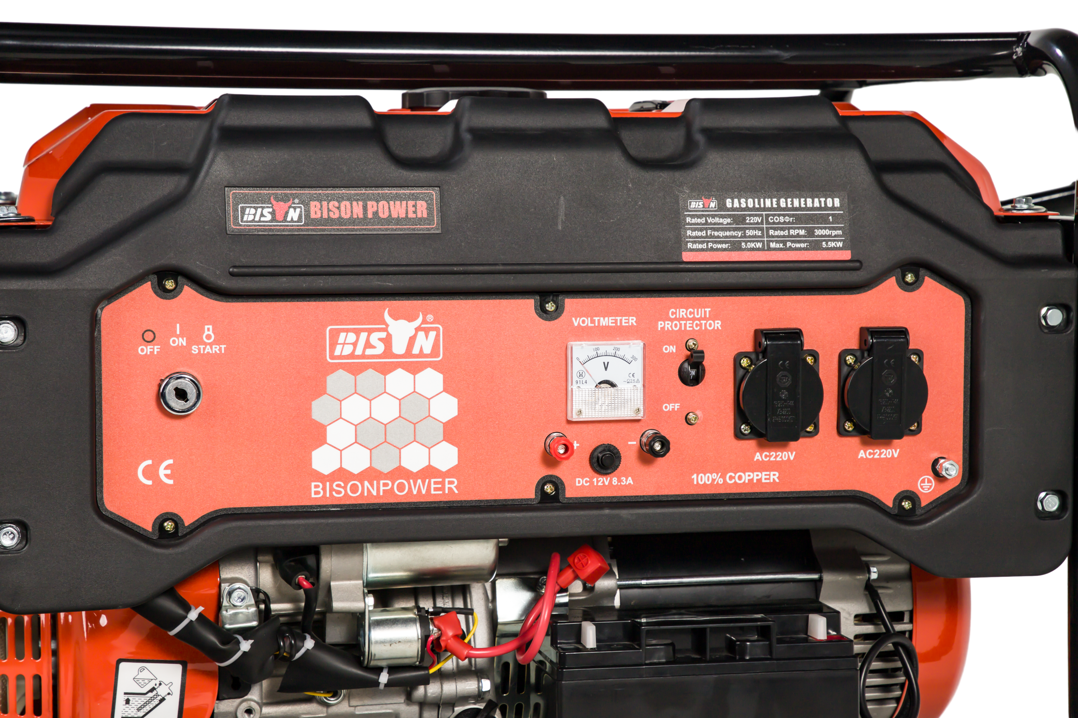 Генератор бензиновый BISON BS6500EP (5,0 кВт), изображение 6
